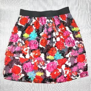 Red Pink Fuschia Green Teal Blue Gray Grey Black Elastic Tiered Chiffon Skirt Ne